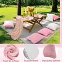 118 x 71" Extra Large Outdoor White Picnic Blankets with Pink Tulle Table Runner Cheesecloth Napkins Plush Throw Pillow Covers Oversize Beach Blanket Essentials for Wedding Picnic Camp(Stylish,14)