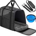 JUNGYOUN Premium Cat Carrier - Pet Carrier for Cat & Small Dogs up to 15lbs - Airline Approved Travel Dog Carrier with Anti-Escape Zippers, Collapsible Travel Bowl & Padded Strap,Dark Grey (17.5"L x 12.4"W x 13.5"H, Dark Grey(Thickened Wool Mat))