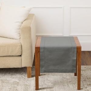Solino Home 100% Pure Linen Dining Table Runner Gray Hemstitch, 14 x 108 in