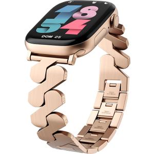 Metal Bands for Apple Watch for Women & Men 42mm 44mm 45mm 46mm 49mm, Compatible with iWatch Series 11/10/9/8/7/6/5/4/3/2/1 & SE/Ultra 3/2/1, Elegant Stainless Steel Strap with Secure Clasp, Rose Gold