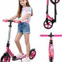FREEDARE Foldable Kick Scooter for Ages 8+ Kid & Teens, Adults, Pink