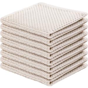 joybest Cotton Kitchen Dish Cloths, 8-Pack Waffle Weave Ultra Soft Absorbent Dish Towels Washcloths Quick Drying Dish Rags, 12x12 Inches, Beige