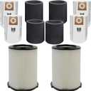 2 Pack VF4000 Filters + 4 Pack VF3502 Filter Bags + 4 Pack Foam Sleeve for Ridgid 5-20 Gallon Wet Dry Vacuum Cleaner (10 Pack)