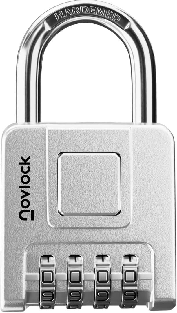 Combination Lock for Outdoor & Indoor | Heavy Duty, Weatherproof, 4-Digit Security | Padlock for Lockers, Gates, Fences, Sheds, Storage | 1-Pack, Silver