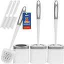 Toilet Brush, 3 Pack Toilet Brush and Holder Set Bathroom Accessories, Toilet Bowl Brush and Holder with 3 Crevice Brush for Bathroom, Toilet Scrubber Brush (White)