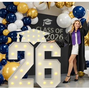 2026 Graduation Party Decorations, 4FT Light Up Number 26 for Graduation Decorations 2026, Graduations Marquee Light Up Numbers 4 Feet Tall, White
