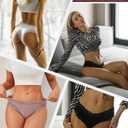 FINETOO Cotton Underwear for Women Sexy Panties Lace Hipster Low Rise Breathable Womens Cheeky 6 Pack (L)