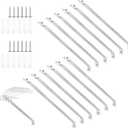 12 Pcs Support Brackets for 16in Wide Shelving Wire Wire Shelf Brackets Closet Rod Bracket Closet Support Bracket with Anchors and Pins for Installation Wires Shelving Supports Closets