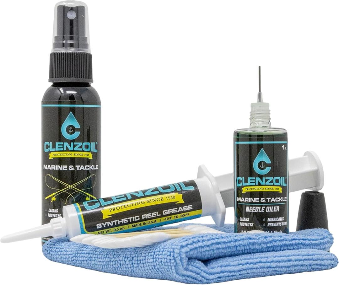 Clenzoil Marine & Tackle Reel Care Kit - with Fishing Reel Oil & Grease - All-in-One Cleaning Kit - for Freshwater & Saltwater Reels - Fish Reel Maintenance Kit