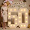 Marquee Numbers 50 Light up Numbers 4ft, Pre-Cut Foam Board Kit with Light Bulbs for 50th Anniversary Decoration 50th Birthday Decorations, Assembly Required