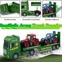 3-in-1 Farm Truck Toys for Kids Ages 3-6 25.6 Inch Extra-Large Inertia Semi Trailer with Lights & Sounds, Detachable Tractor and Light & Sound Farm Vehicle