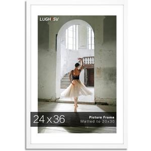 24x36 Picture Frame for Wall, Poster Frame 20x30 with Mat or 24x36 without Mat, Horizontal and Vertical for Wall Mounting, Home Office Decoration, 24X36 -1 Pack