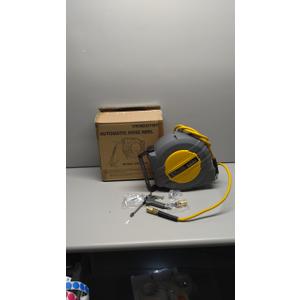 Vkndoynt Retractable Air Hose Reel, 1/4 IN x 50 FT Hybrid Polymer Hose, Auto Rewind, Wall Mount, Dark Gray/Yellow