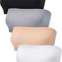 4 Pieces Women's Bandeau Bra Strapless Bralette Seamless Bandeau Non-Padded Stretch Top Bra, 2XL