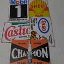 Vintage Metal Tin Signs Garage Signs, Man Cave Accessories Old Car Posters Motor Oil Antique Gas Oil Sign Tiki Bar Decor 8 x 12 Inch5pcs
