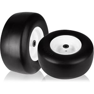 2Pcs 13x6.50-6" Flat Free Tire and Wheel, 13x6.50-6 Zero Turn Mower Tires, Smooth Tread Lawn Mower Tire with Rim for Commercial Grade Lawn Mowers Deck 66"& Below | 4-7.1" Centered Hub | Bore ID 5/ 8"