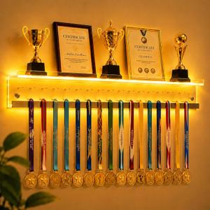 45.2" Light Up Medal Hanger Display Acrylic Trophy Shelf for Wall