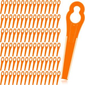Honoson 100 Pieces Plastic Trimmer Blades Replacement Mowing Grass Wacker Nylon Blades Compatible with Polycut 2-2 3-2 FSA 45 57 FSE 52 (Orange)