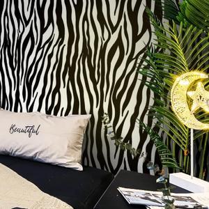 Black and White Peel and Stick Wallpaper Zebra Wallpaper 197" x 17.3" Animal Print Contact Paper Waterproof Removable Self-Adhesive Wall Paper Bathroom Bedroom