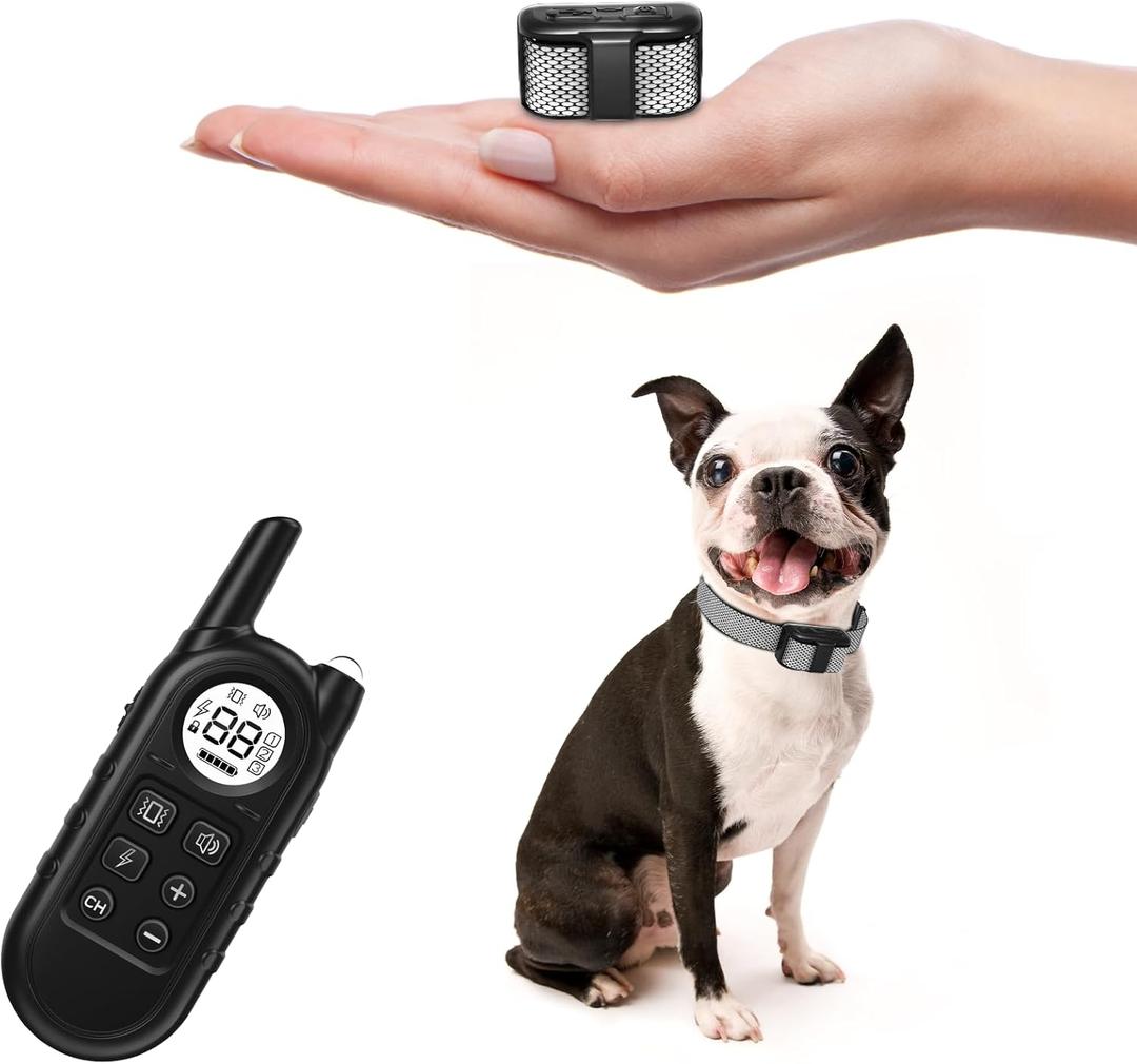 Tiniest Dog Shock Collar, Lightest Dog Training Collar with Remote for Small Dogs 5-15lbs & Medium Large Dogs/Puppies, Waterproof, Rechargeable, 1300ft Range (White Black Dot&Ultra Tiny)
