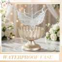 10 Pcs Metal Silver Compote Bowl Vase for Centerpiece 7.8'' Wide 6.3'' High Compote Pedestal Vases Champagne Flower Holder Indoor Outdoor for Wedding Birthday Home Party Decoration