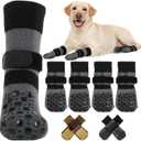 Kuoser Dog Socks with Grippers to Prevent Licking Paws, 4 Pcs Non Slip Dog Booties Paw Protector for Hardwood Floors, Double Sides Dogs Grippy Socks for Medium Senior Dogs