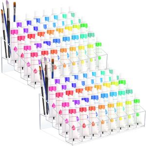 2 Pack Acrylic Paint Tube Organizer 40 Slots,5 Layers Watercolor Paint Tube Holder Organizer with Clear, For Mini Oil Paints Tube,Small Watercolor and Spray PaintsFits 2.5cm items.