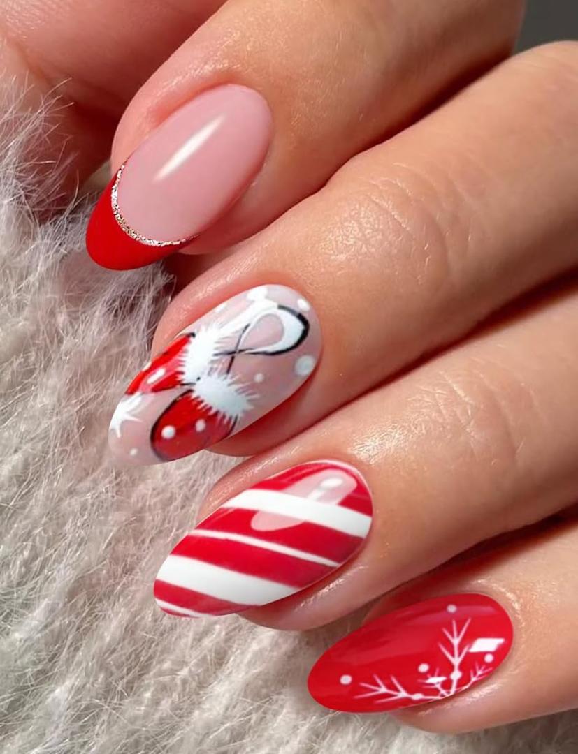 JMEOWIO Gel Nail Stickers Christmas Snowflake Cute Semi Cured Gel Nail Strips Wraps UV/LED Nails Art Design Decoration Accessories