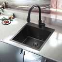 15x17 Inch Black Bar Sink Drop In Kitchen Sink, Topmount Stainless Steel Square Small Sinks, Single Bowl Kitchen Sinks for Laundry Wet Bar Prep RV Office Outdoor Yard with Grid & Drain