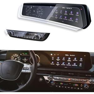 EUEKY 4PCS Compatible with 2025 2024 Kia Telluride Screen Protector is a Continuous & AC Climate Screen 2025 2024 Kia Telluride LX S EX SX SX Prestige dual 12.3Inch Displays Screen Protector Telluride Accessories 2024(Continuous Design)