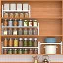 2 Pack Large Expandable Cabinet Storage Shelf, Heavy Duty Stackable Steel Metal Spice Rack Adjustable Height Home Office Pantry Garage Shelves for Counter Kitchen Organization, White, 10.2" Width - 2 Pack