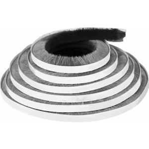 Door Brush Seal, 33Feet, Felt Pile Weather Stripping for Doors, Weather Strip for Windows Cabinet, Self Adhesive Draft Blocker, Dust Stopper Sliding Door Seal Winter, Grey 10m (33Feet x 0.6in Brush x 0.4in Backing)