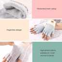 Fingerless Gloves for Women - Winter Knitted Half Finger Gloves for Typing Driving Fingerless Mittens (Blue)