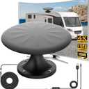 RV Antenna for Camper, RV TV Antennas Roof Mounted, 720 Long Range Omni Directional Reception Digital HD Antenna Signal, with Super Signal Booster, 35ft HDTV Cable (RVBK01)