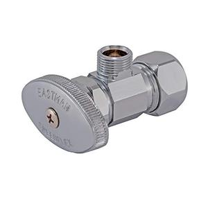Eastman Multi-Turn Angle Stop Valve with Nut and Sleeve, 3/8 Inch OD x 5/8 Inch OD, Chrome Plate, 48290LF
