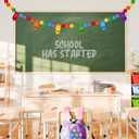 Rtteri 3 Pcs Crayon Felt Pom Pom Ball Garland Classroom Back to School Decor Handmade Felt Ball Hanging Garland for School Classroom Ambience Celebration Decor