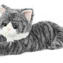 Gray Tabby Cat Stuffed Animals, Microwavable Stuffed Animal Adorable Fluffy Cat Plush for Warmth & Comfort, Heatable & Coolable Lavender Scent Cat Toys, Cute Soft Plushies Cat Gifts for Kids & Adults