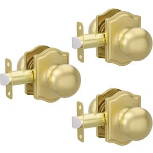 Haidms Gold Passage Door Knobs, Closet Door Knobs Interior, Brushed Gold Door Knob for Hallway Closet (3 Pack)