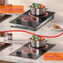 2 Burner Electric Cooktop - 12 Inch Plug in Portable 110V Electric Cook Top Two Burner, Built-in & Countertop Ceramic Stove Top with Knob Control, 9 Power Levels and Overheat Protection
