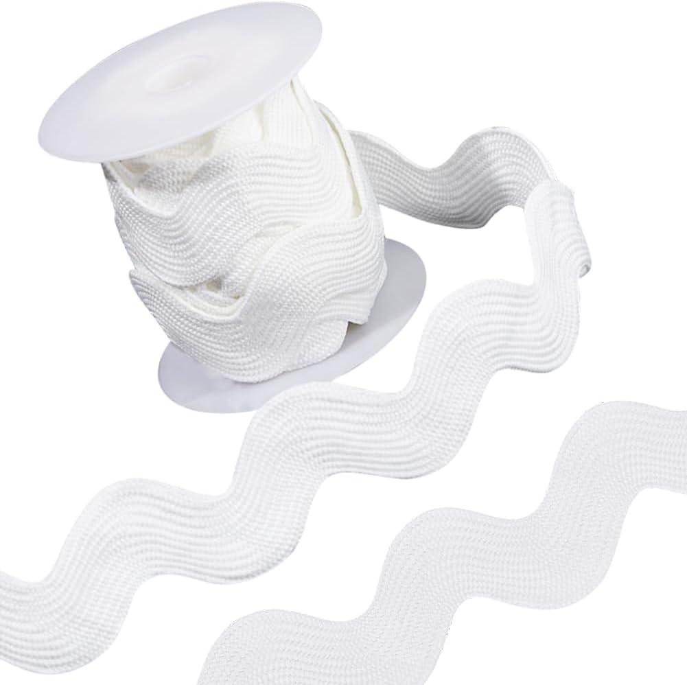 GORGECRAFT 1 Roll 1-1/8 inch(30mm) White RIC Rac Trim Ribbon 5 Yards Rick Rack Wave Sewing Bending Fringe Trim Braided Woven Fabric for Sewing Flower Making Wedding Dress Party Lace Ribbon Craft