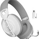 Black Emblem X2 Wireless Gaming Headset, 2.4GHz Gaming Headphones with Mic, Bluetooth 5.4, 50H Battery, Breathable Earcups, Lightweight Wireless Headset for PC/PS5/PS4/Switch (White-Grey)