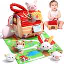 Baby Toys for 6-12 Months, Barn Stuffed Farm Animals with Sounds & Ring, Plush Animals Toys Have Mirror Montessori Educational Toys Sensory for Developmental for Infants & Toddler Toy Gift