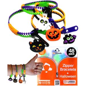 UpBrands 48-Pack Halloween Fidget Bracelets for Kids  Bulk Zipper Toys, Goodie Bag Fillers, Classroom Prizes, Halloween Party Favor Treats