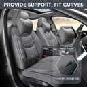 TIEHESYT Leather Seat Covers Front Pair with Lumbar Support & Headrest, Breathable and Waterproof Car Seat Cover, Universal Seat Covers for Cars, Trucks, SUVs, Airbag Compatible, Gray