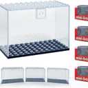 Minifigure Display Cases - Acrylic Boxes for displaying Minifigs, Action Figures, Collectibles, Pops, Brick People, and Building Block Toys. Stackable and Wall Mountable, Dust-Proof, 4 Pack Gift Set