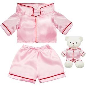 Skicuff 2 Pcs Bear Clothes Outfit Fit Most 12-16 Inch Stuffed Clothing Cute Plush Doll Clothes Plushy Bear Pajamas for Stuffed Make Your Own Plush Bears(Solid Style,Pink)