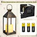 8 Pcs 10.6 Inch Decorative Candle Lanterns Bulk for Centerpieces Wedding Indoor Outdoor with LED Flameless Flickering Candle Hanging Farmhouse Lanterns Battery Powered for Party(Bronze)