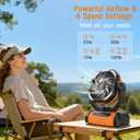Camping Fan Rechargeable, Large Capacity Battery Powered Fans, 270° Adjustable Rechargeable Fan Portable with LED Light, 4 Speed Cordless Battery Operated Fans with Hanging Hook for Tent Beach Outdoor