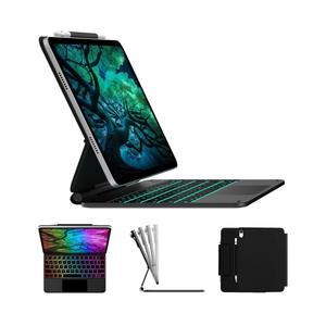 typecase Edge Keyboard Case for iPad 11th Gen A16 (2025) & 10th Gen 10.9" (2022) – Multi-Touch Trackpad, 11-Color Backlit Magic-Style Keyboard – Floating Magnetic Stand, Pencil Holder – Black