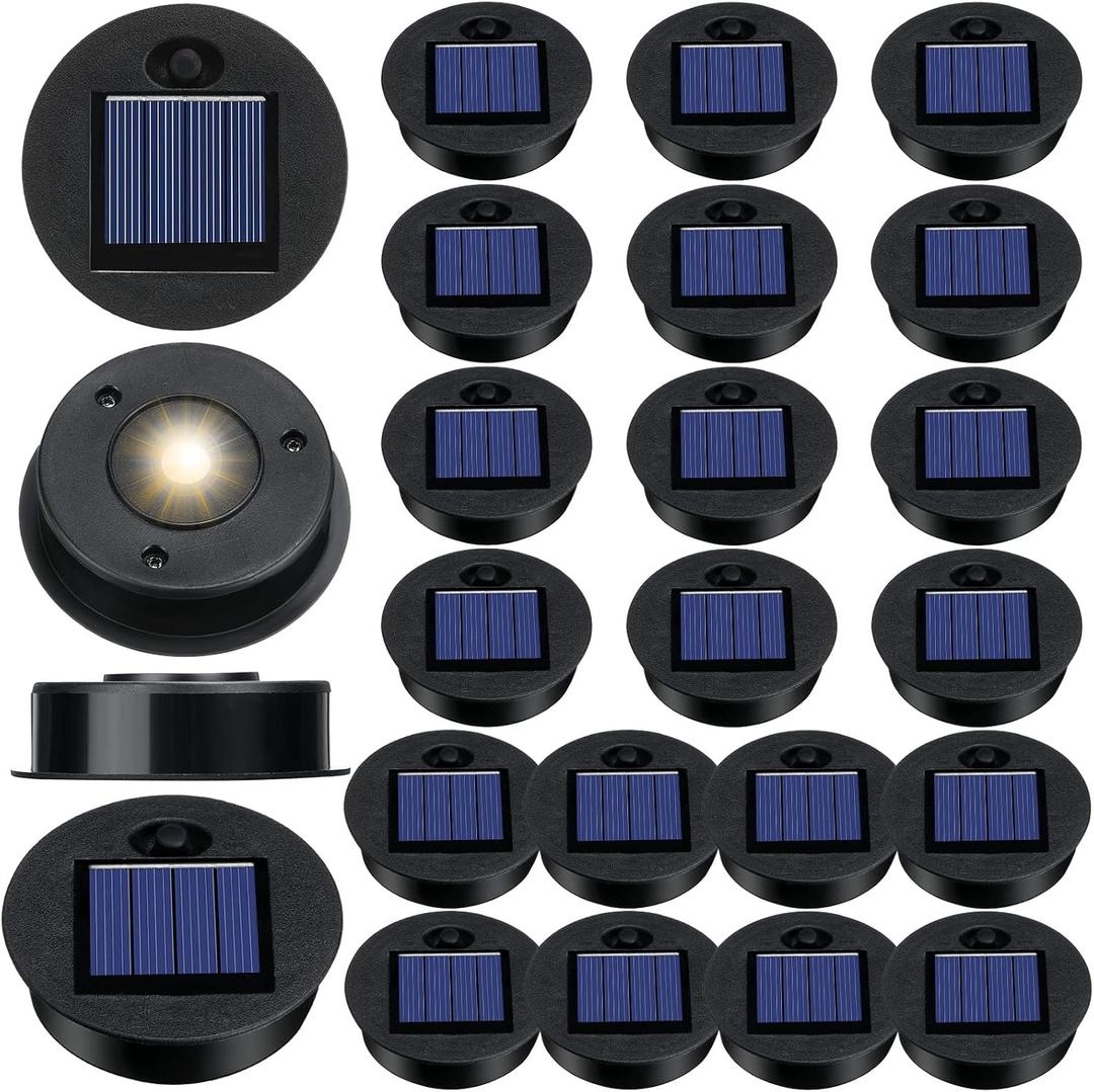 24 Pieces Replacement Solar Light Top Parts Waterproof Warm White LED Solar Panel Hanging Lantern Lids Outdoor Solar Lantern Light Lids for Hanging Lanterns Patio Garden Decor (2.76 Inch)